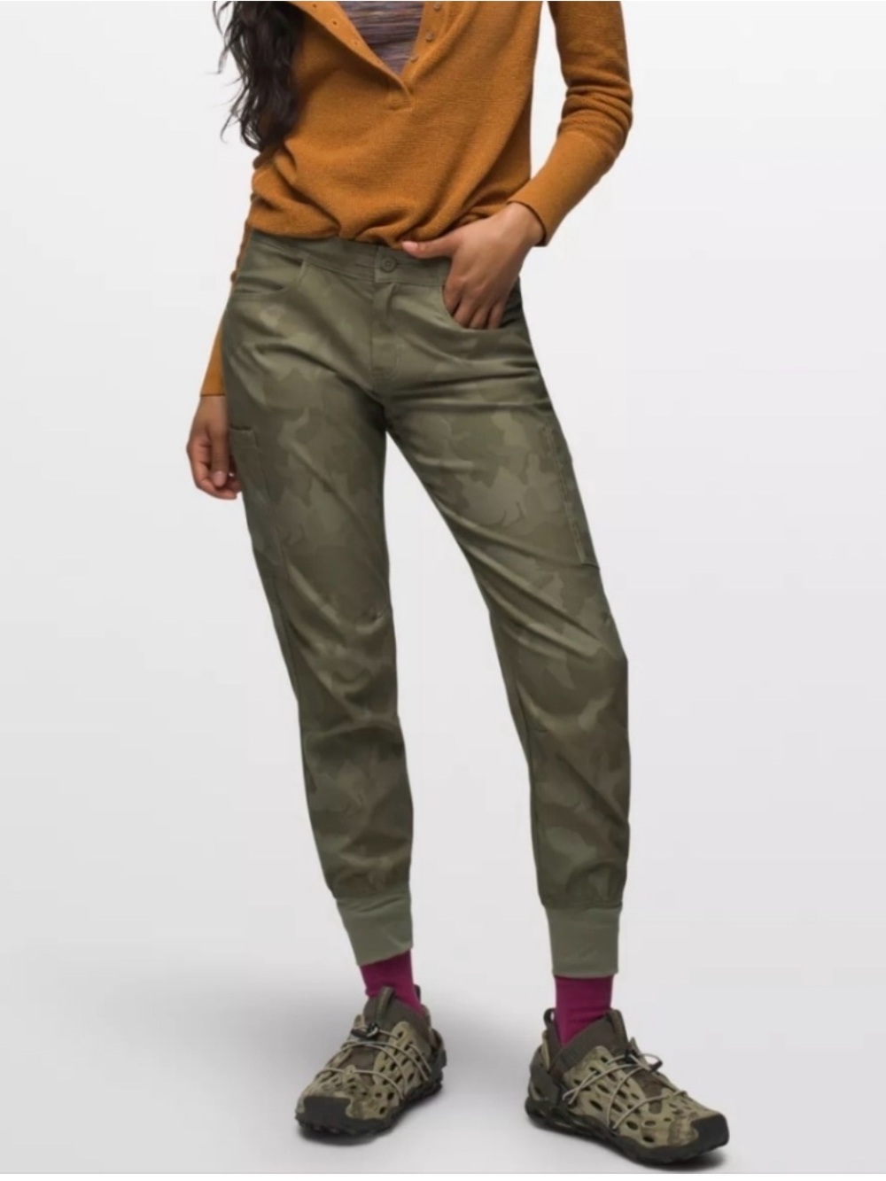 Prana Camo sz 10 Halle Hiking Jogger Pants Cargo
